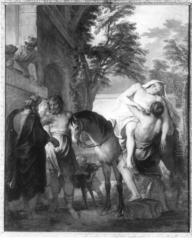 Der barmherzige Samariter Oil Painting by Nicolas Bertin