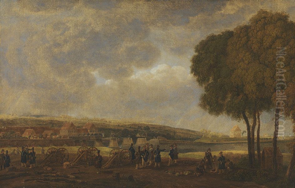 Der Donauubergang bei Donauworth (Berthier-Zyklus) Oil Painting by Wilhelm von Kobell (1766-1853)