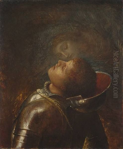 Der gluckliche Krieger Oil Painting by George Frederic Watts