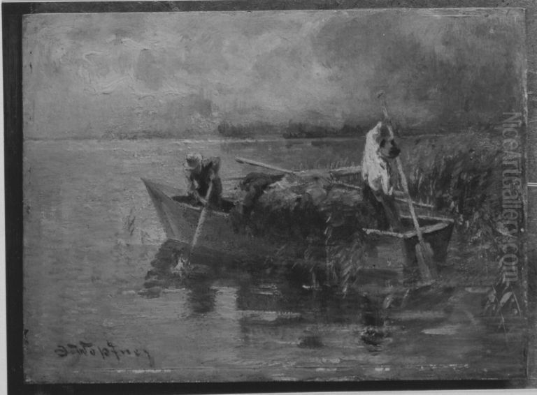 Am Ufer Oil Painting by Josef Wopfner