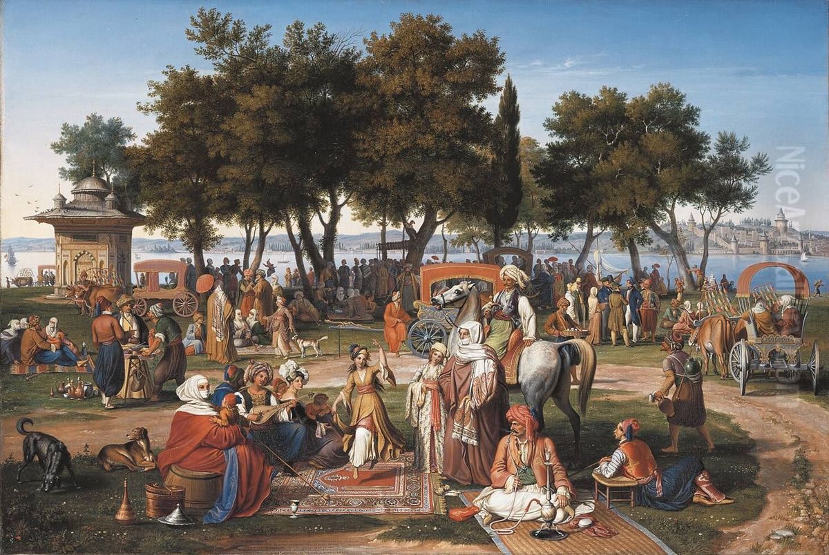 An den Sussen Wassern Asiens in Konstantinopel Oil Painting by Johann Michael Wittmer