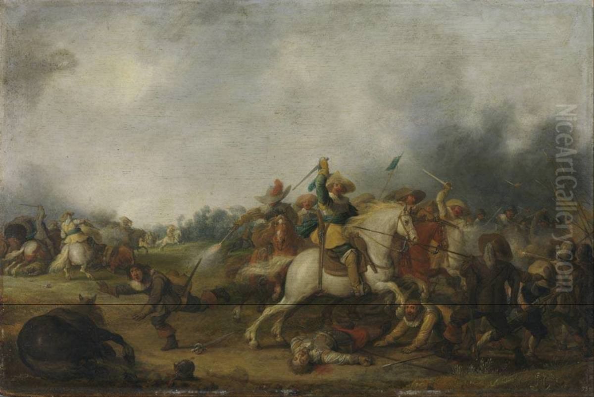 Cavalry skirmish Oil Painting by Palamedes Palamedesz.