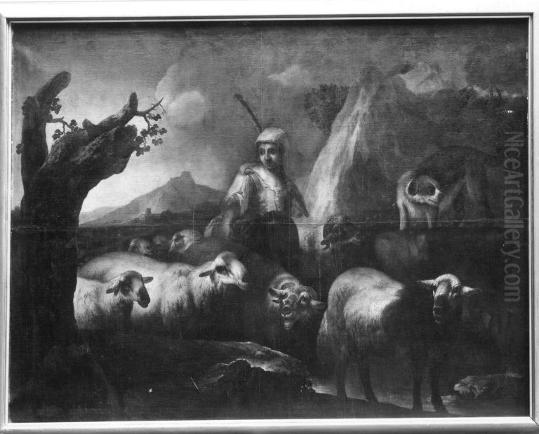 Heimziehende Herde mit Hirten Oil Painting by Philipp Peter Roos