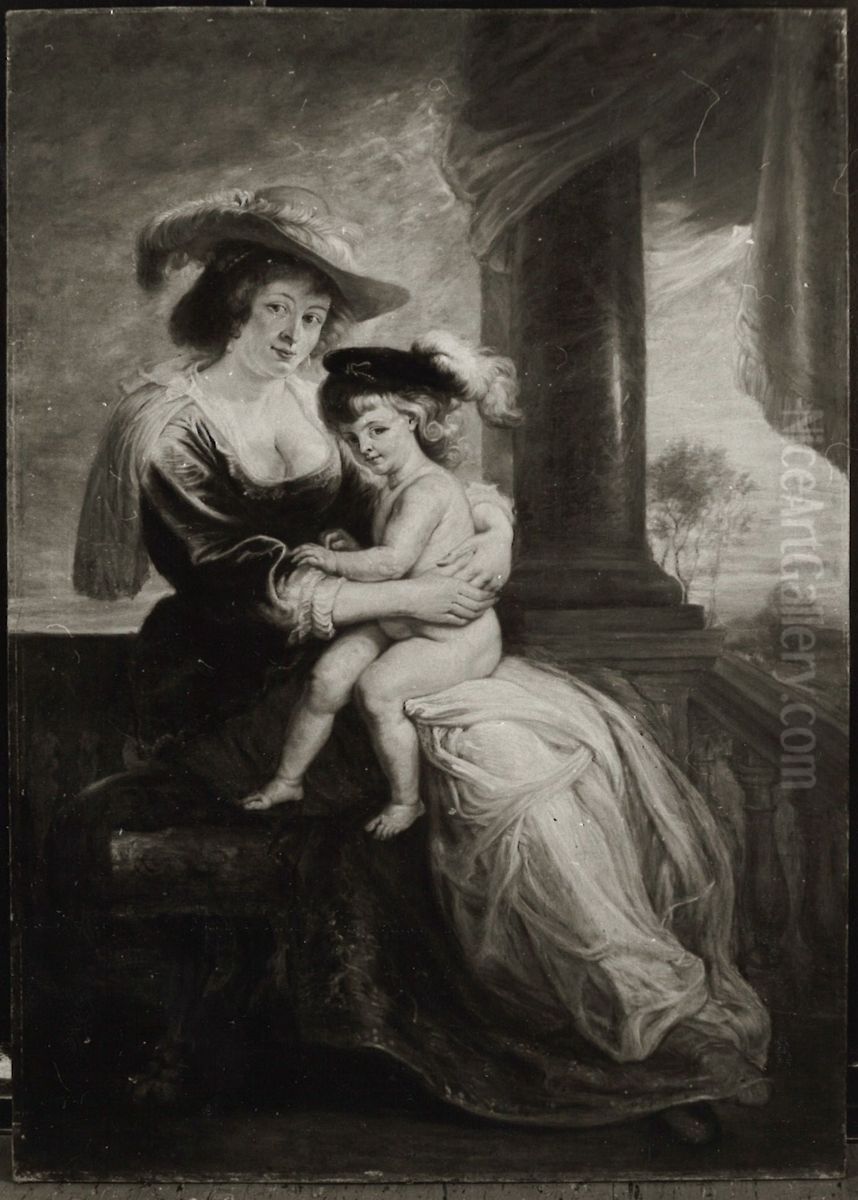 Helene Fourment und Sohn Frans Oil Painting by (studio of) Rubens, Peter Paul