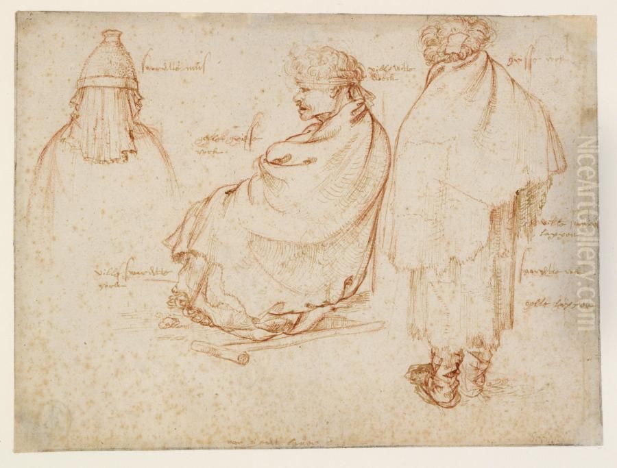 Twee bedelaars en het hoofddeksel van een vrouw Oil Painting by Roelant Savery