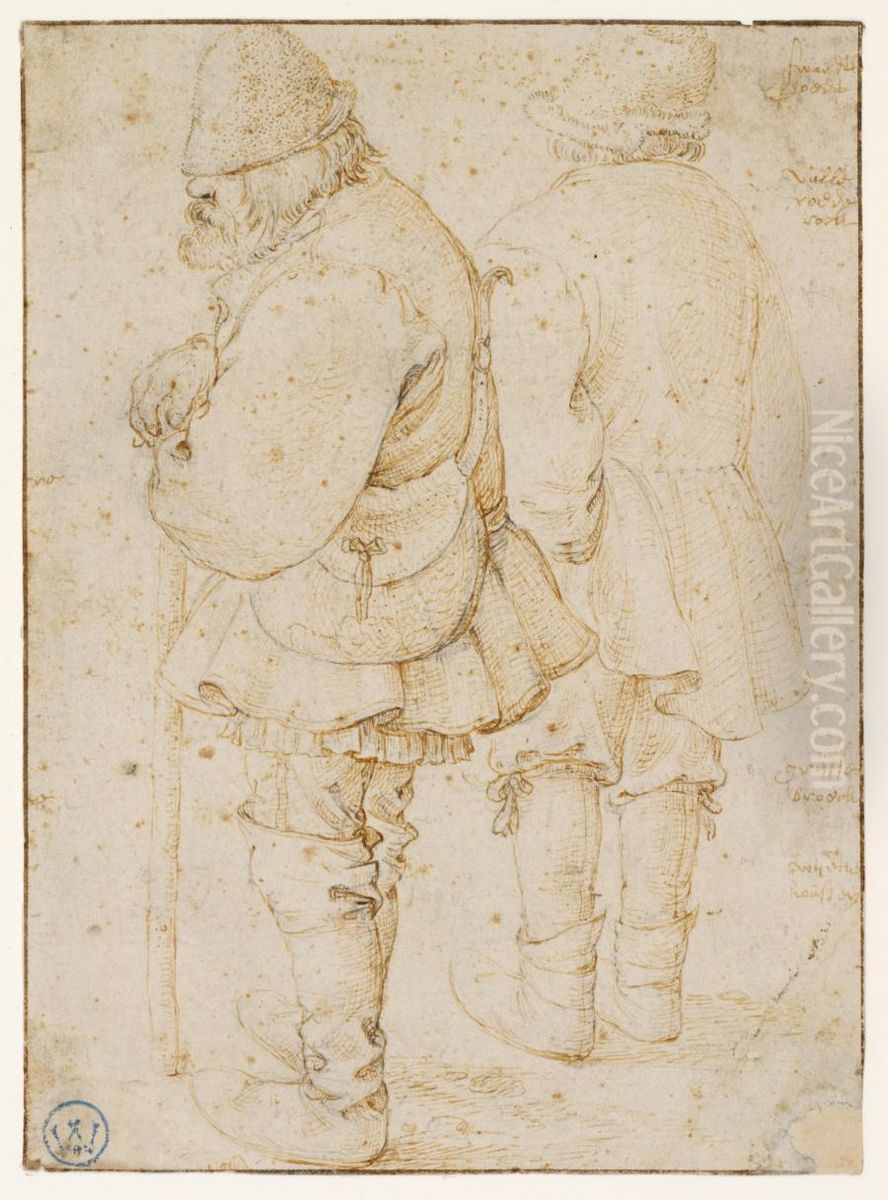 Twee staande mannen Oil Painting by Roelant Savery