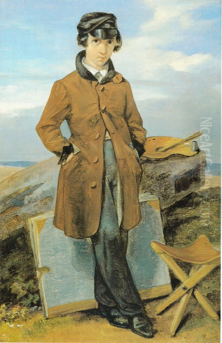 Hermann Kersting als Landschaftsmaler Oil Painting by Georg Friedrich Kersting