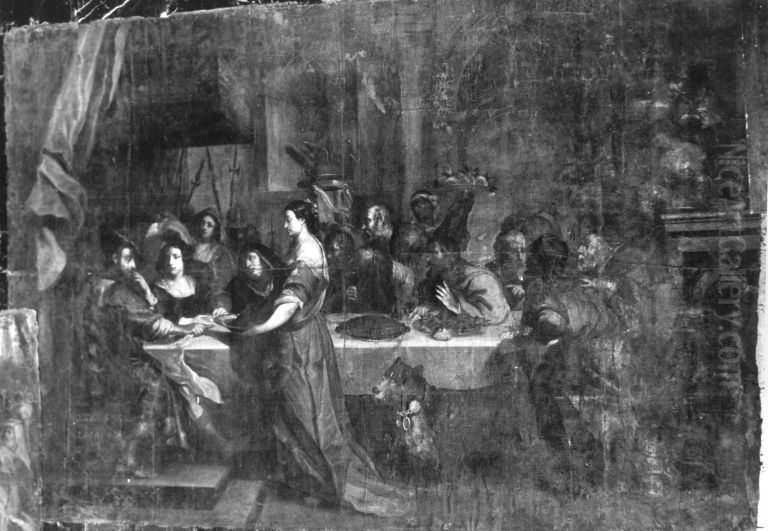 Herodias bringt das Haupt Johannes des Taufers zur Tafel Oil Painting by (studio of) Rubens, Peter Paul