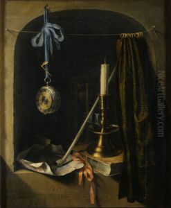 Still life with candle and watch