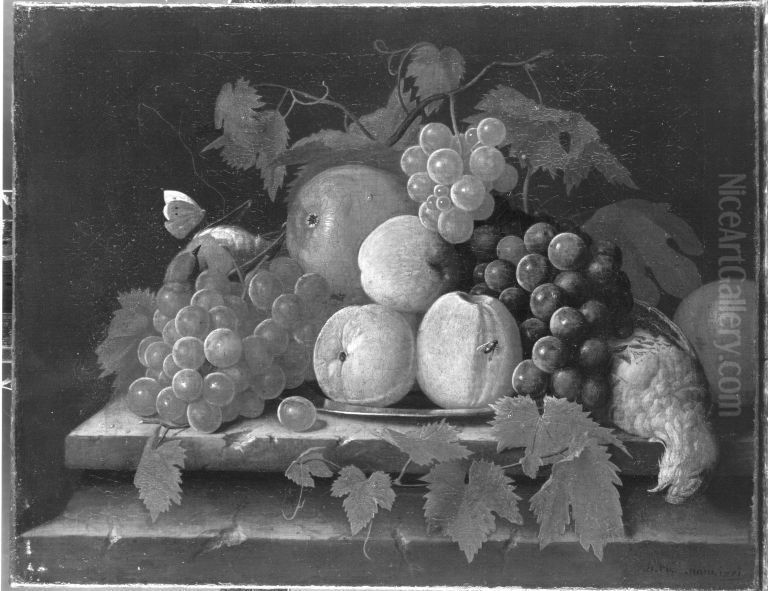 Stillleben mit Fruchten und toten Vogeln Oil Painting by Peter Jacob Horemans