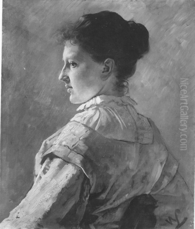 Bildnis der Frau Neugebauer Oil Painting by Wilhelm Lindenschmit the Younger