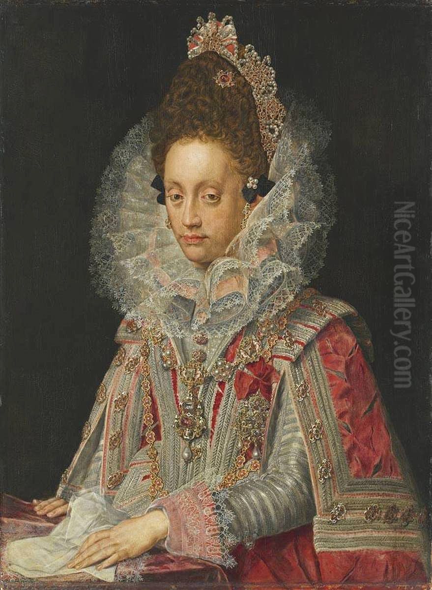 Bildnis der Herzogin Magdalena von Bayern, Gemahlin Herzog Wolfgang Wilhelms von Pfalz-Neuburg, im Hochzeitsstaat (1597-1628) Oil Painting by Peter Candid