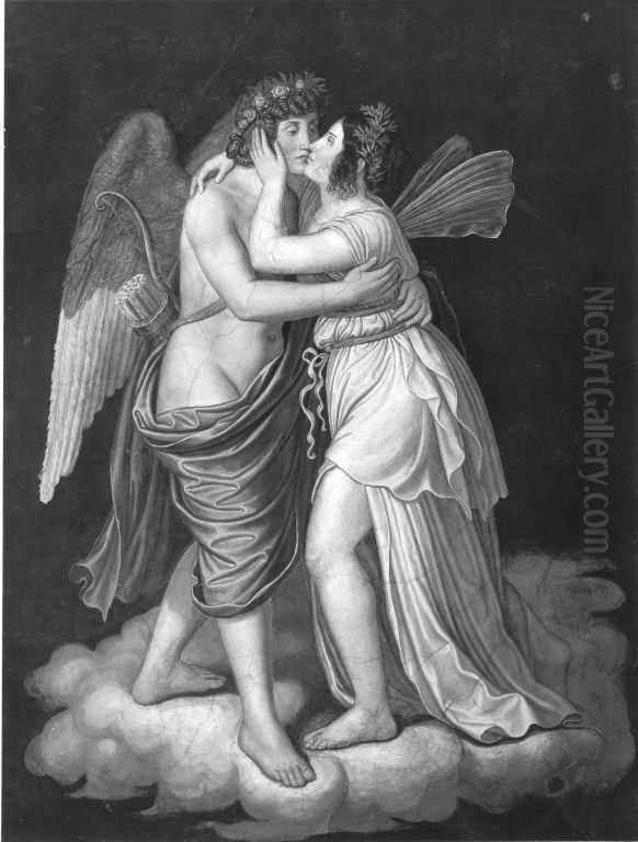 Amor und Psyche vereint Oil Painting by Wilhelm von Kaulbach