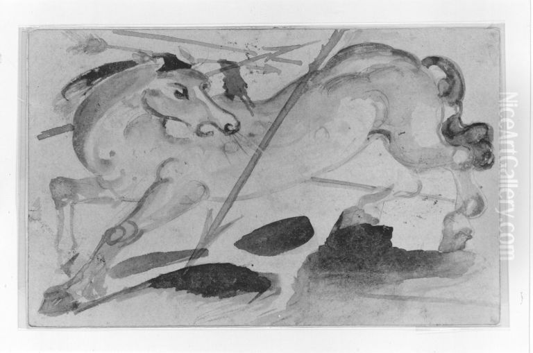 Das Schlachtpferd des Prinzen Jussuffs Oil Painting by Franz Marc