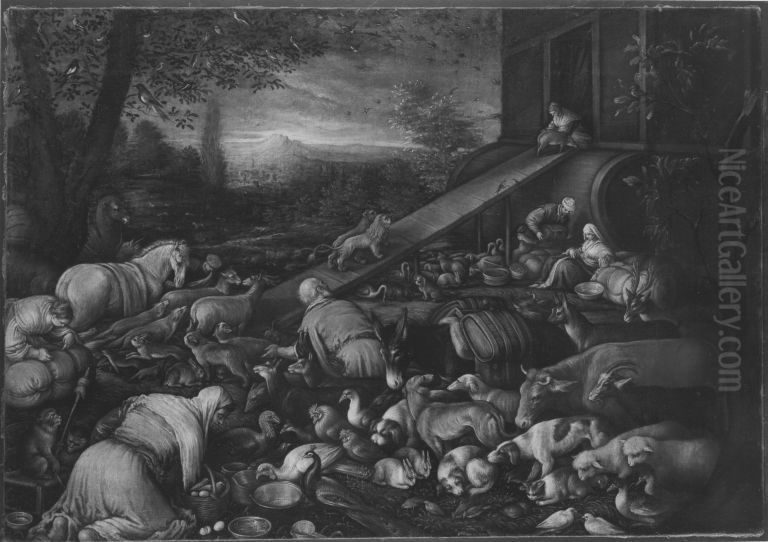 Der Einzug der Tiere in die Arche Oil Painting by Jacopo Bassano