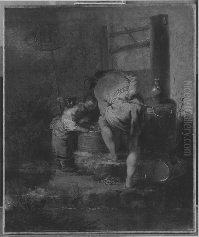 Der Fischzuber Oil Painting by Januarius Zick