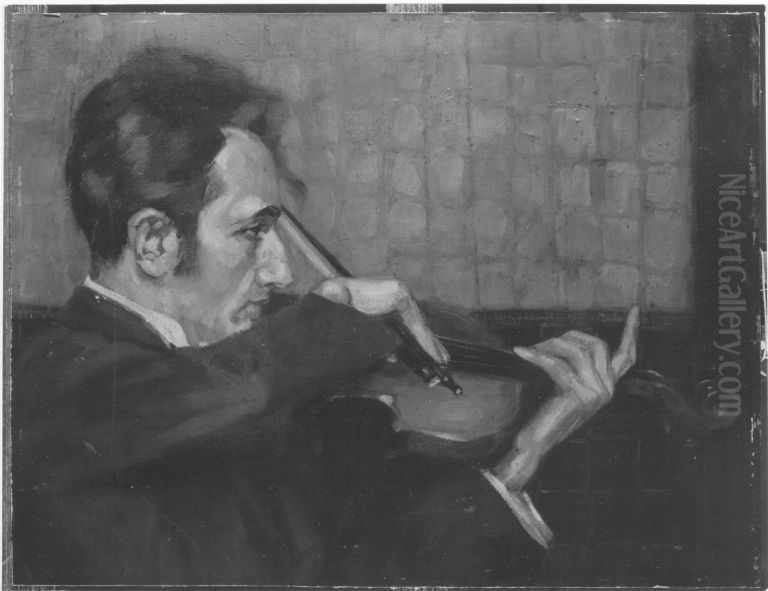 Der Geiger Walter Bud Oil Painting by Leo Rauth