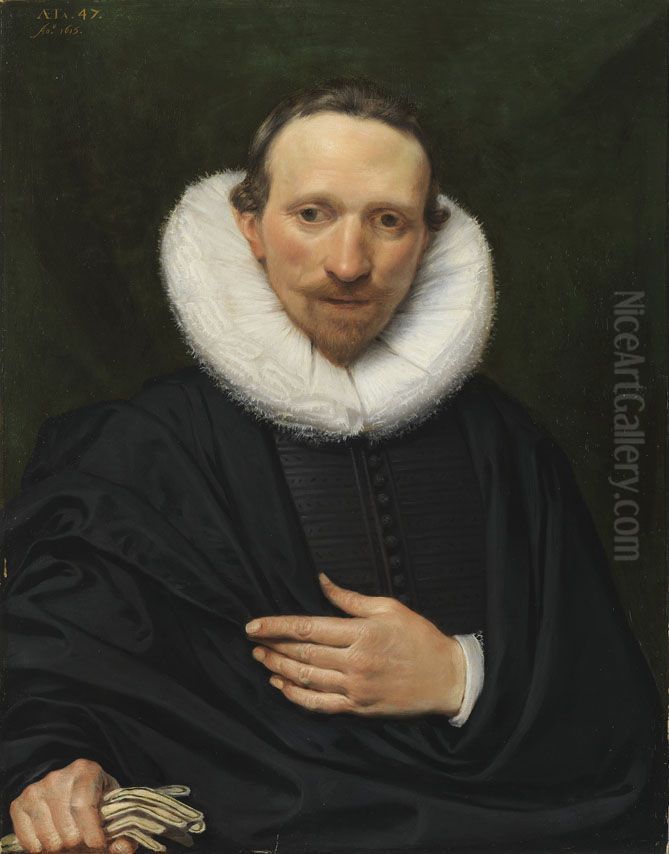 Bildnis eines schwarz gekleideten Mannes Oil Painting by Frans Pourbus the younger