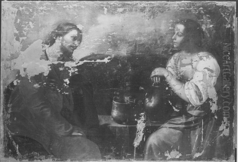 Christ and the Samaritarian Oil Painting by Giacomo Cavedone