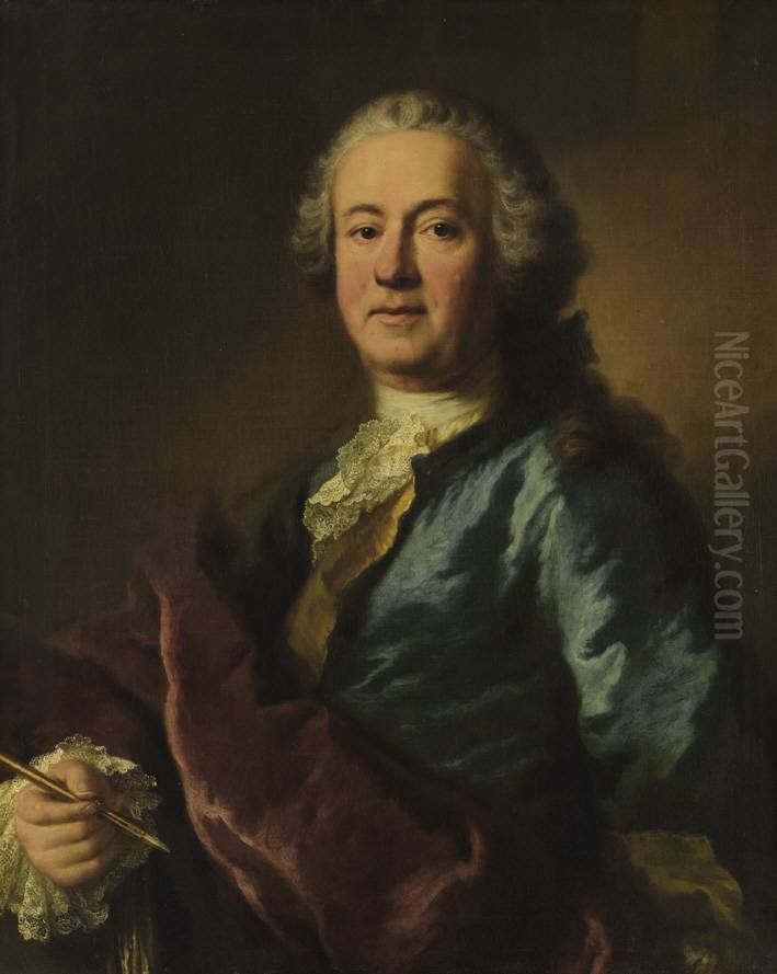 Bildnis des Hofmalers Balthasar August Albrecht (1687-1765) Oil Painting by Georg Desmarees