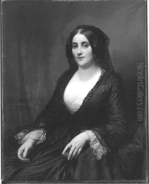 Bildnis einer Dame (Auguste von Kraft, geb. Heiligenstein) Oil Painting by Friedrich Kaulbach
