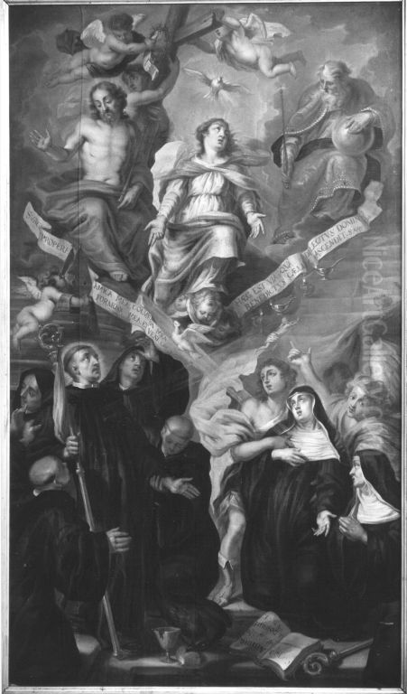 Allegorie auf den hl. Benedikt und die hl. Scholastika Oil Painting by Oswald Onghers
