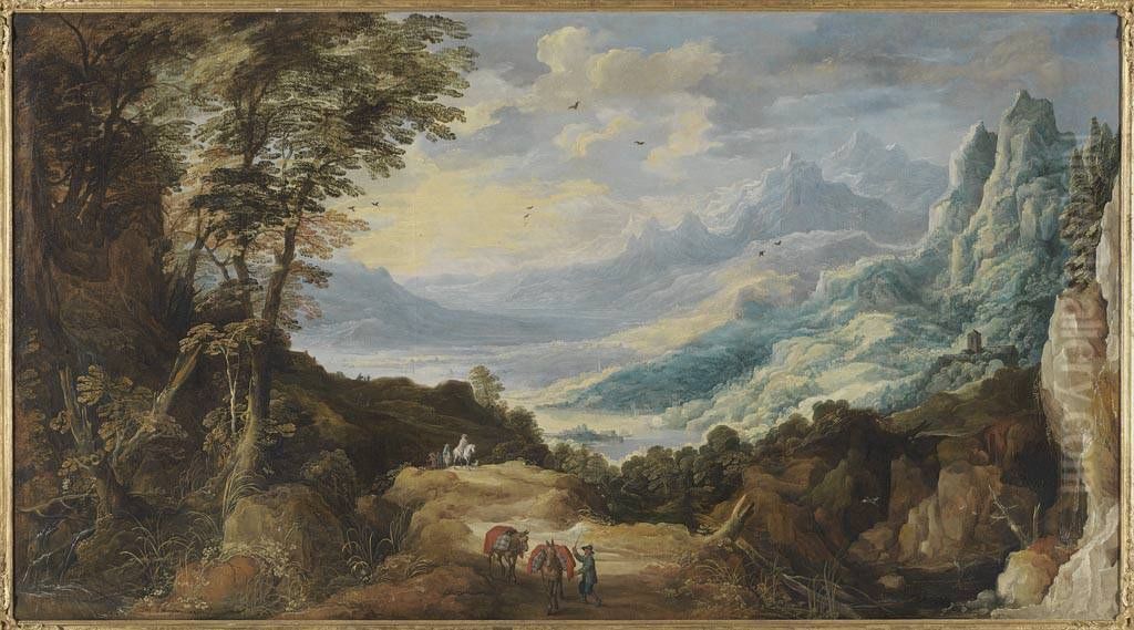 Grosse Gebirgslandschaft mit Reisenden Oil Painting by Joos de Momper the Younger