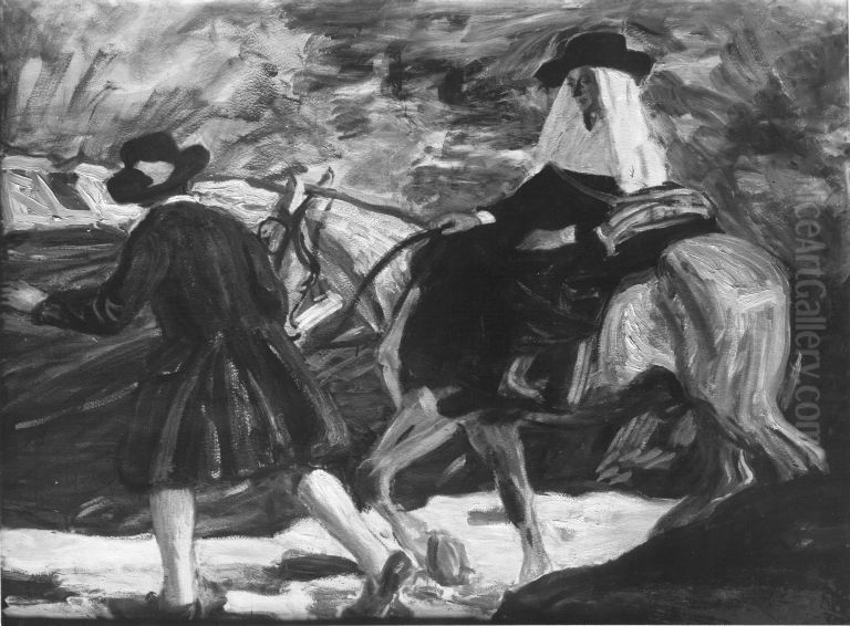 Flucht Oil Painting by Ludwig Von Herterich