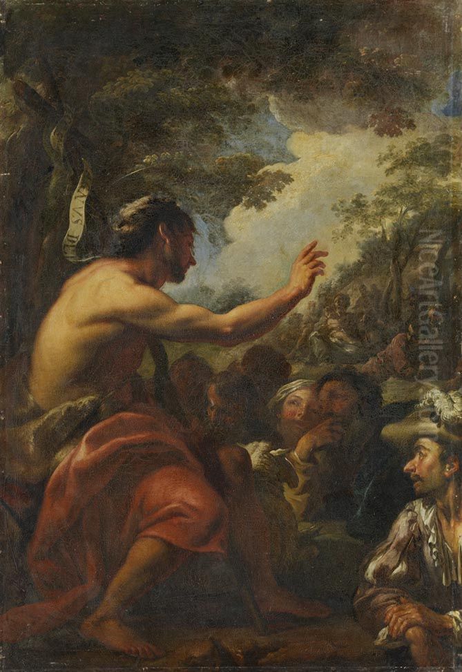 Johannes der Taufer in der Wuste Oil Painting by Petr Brandl