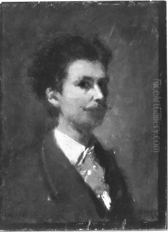 Jugendliches Selbstbildnis Oil Painting by Albert von Keller