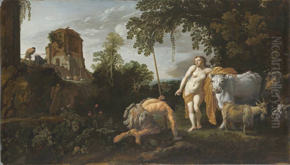 Juno, Argus and Io Oil Painting by Moses van Uyttenbroeck
