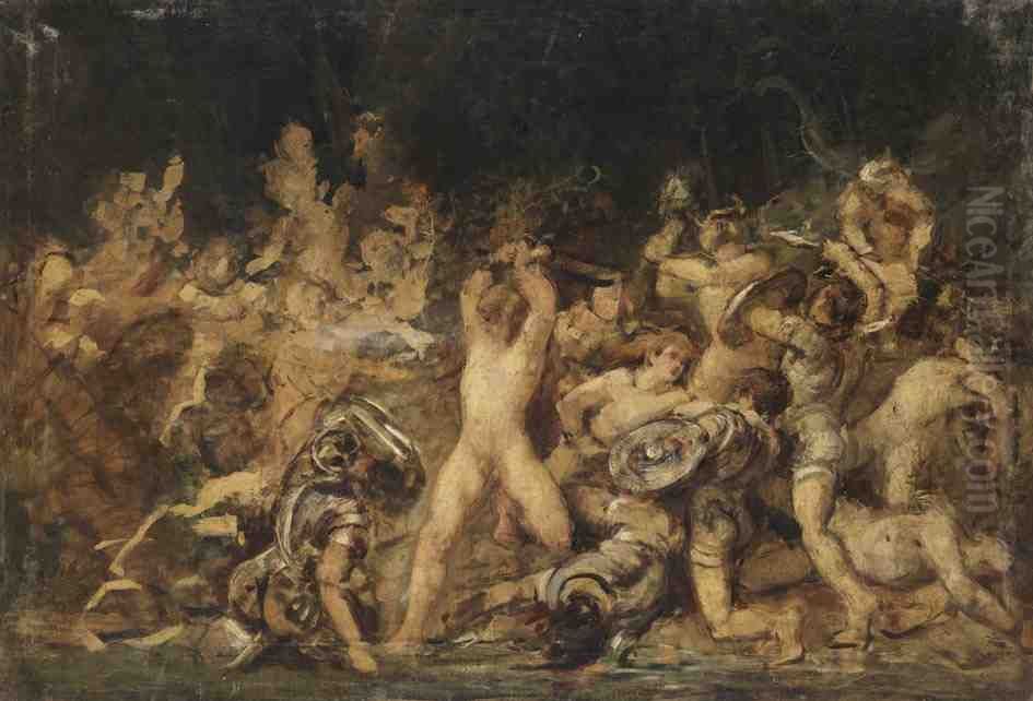 Kampf zwischen Romern und Germanen Oil Painting by Hans Makart