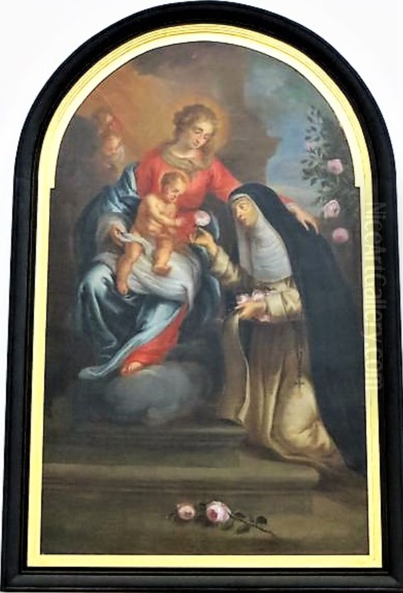 The Virgin and Christ Child with Saint Rose of Lima Oil Painting by Oswald Onghers