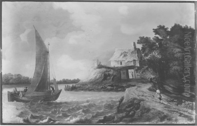 Hutte an einem Kanal Oil Painting by Bonaventura Peeters the Elder