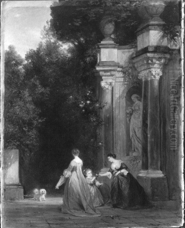 Im Garten Colonna in Rom Oil Painting by Ludwig Von Hagn
