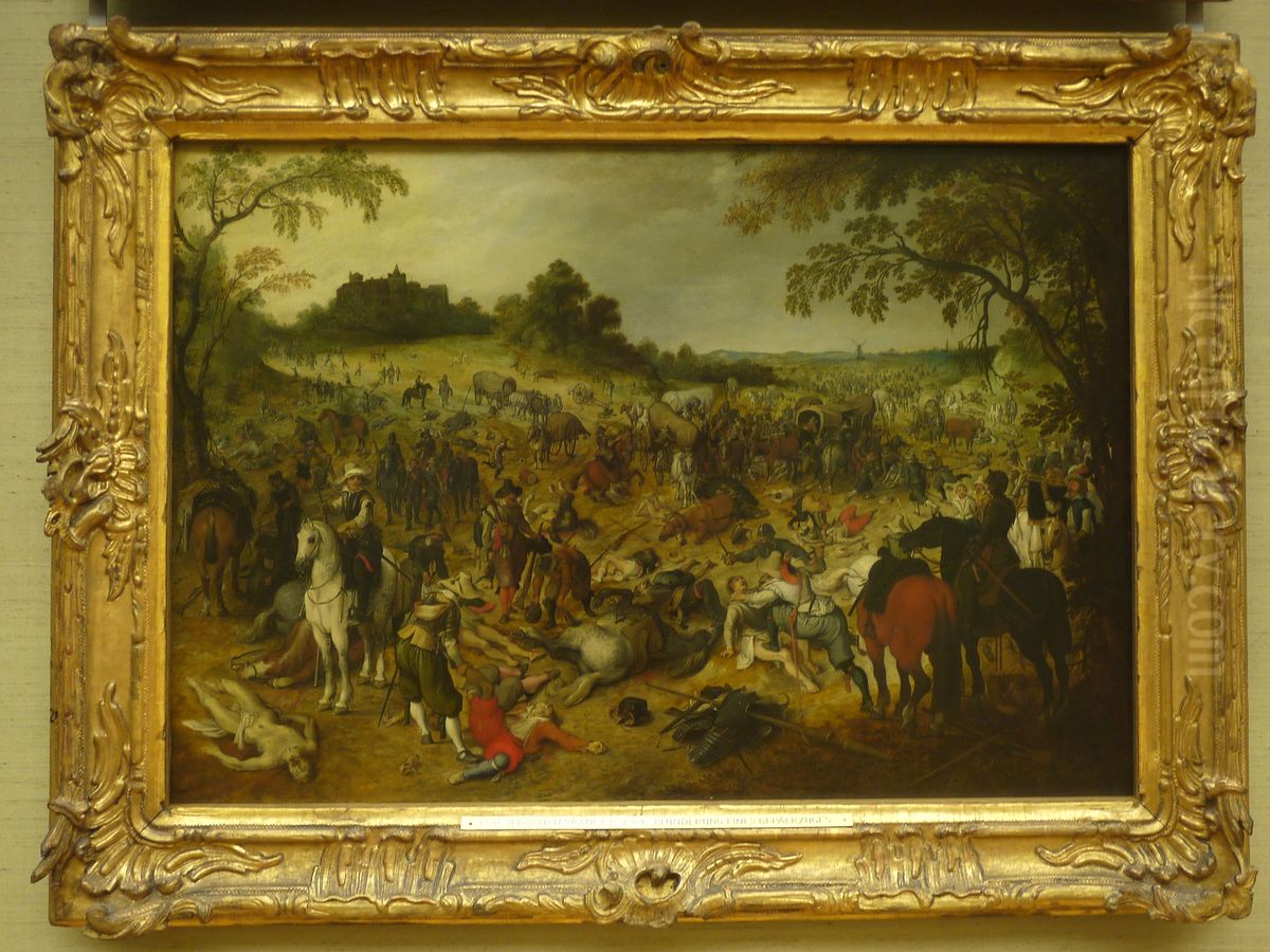 Looting of a luggage train Oil Painting by Sebastiaen Vrancx