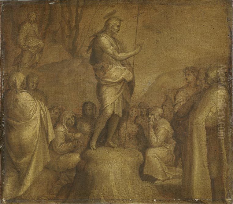 Predigt Johannes' des Taufers Oil Painting by Andrea Del Sarto
