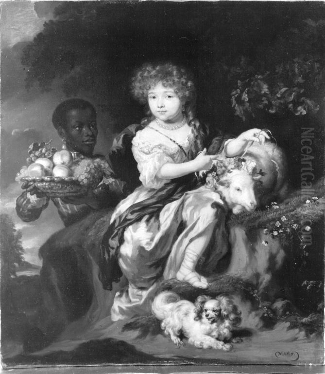 Reichgekleidetes Madchen von einem Mohrenknaben bedient Oil Painting by Nicolaes Maes