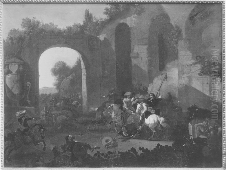 Reitergefecht Oil Painting by Hendrik Verschuring