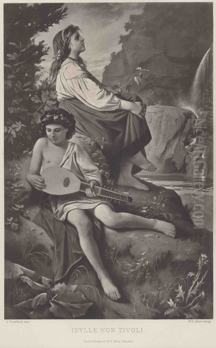 Idylle von Tivoli Oil Painting by Anselm Friedrich Feuerbach