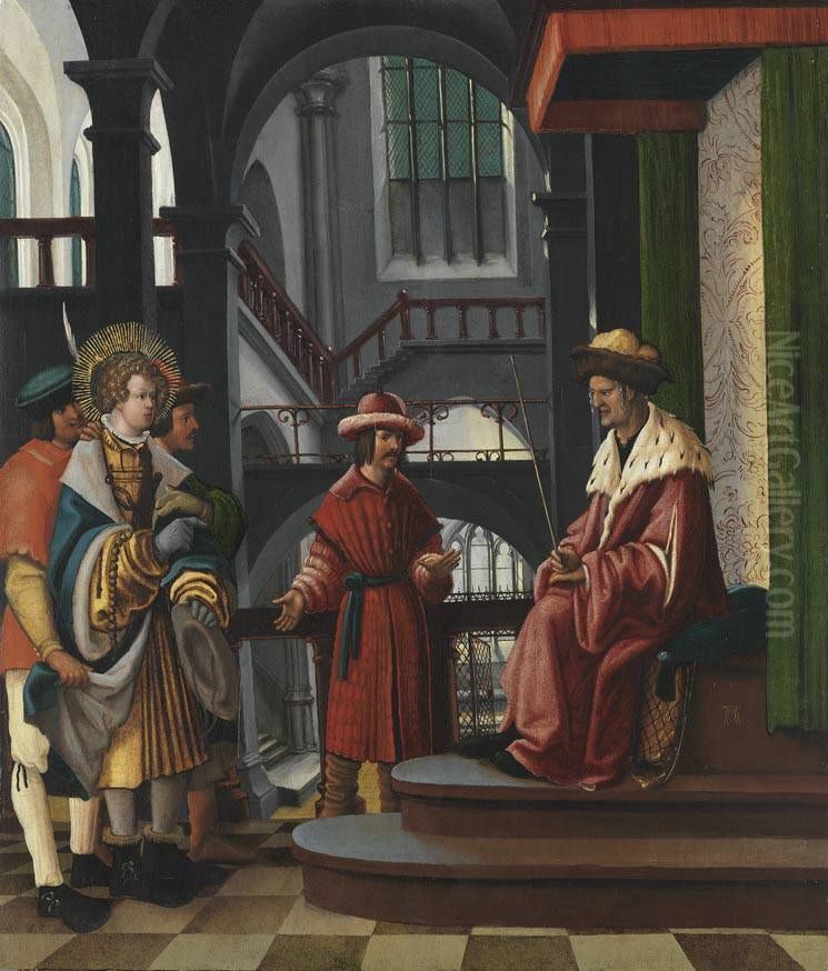 Die Vorfuhrung des hl. Florian vor dem Statthalter Oil Painting by Albrecht Altdorfer
