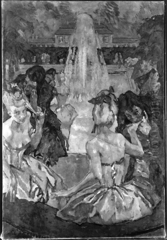 Gartenfest (Hofische Gesellschaft) Oil Painting by Leo Putz Gartenfest (Hofische Gesellschaft) Oil Painting by Leo Putz