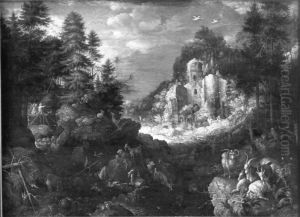 Gebirgslandschaft mit Tobias und dem Engel