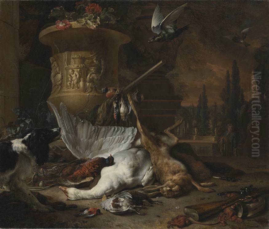 Jagdbeutestillleben mit Gans Oil Painting by Jan Weenix