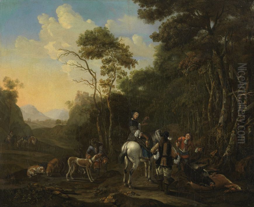 Jagdgesellschaft Oil Painting by Theodor Roos