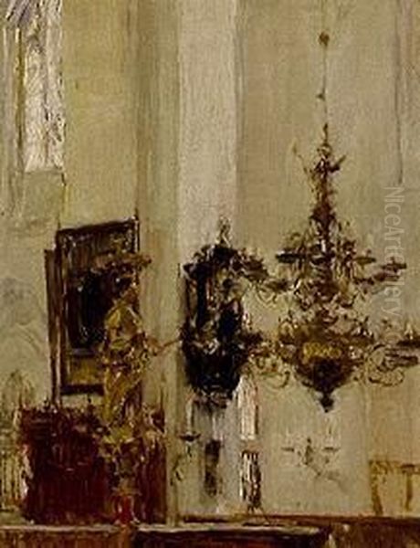 Kircheninneres (Seitenschiff des Lubecker Domes) Oil Painting by Gotthardt Kuehl