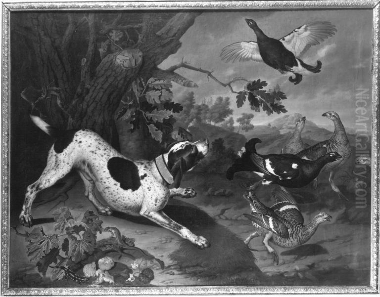 Huhnerjagd Oil Painting by Philipp Ferdinand de Hamilton