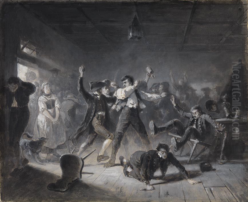 Michels Kampf mit den Schneidern Oil Painting by Karl Von Enhuber