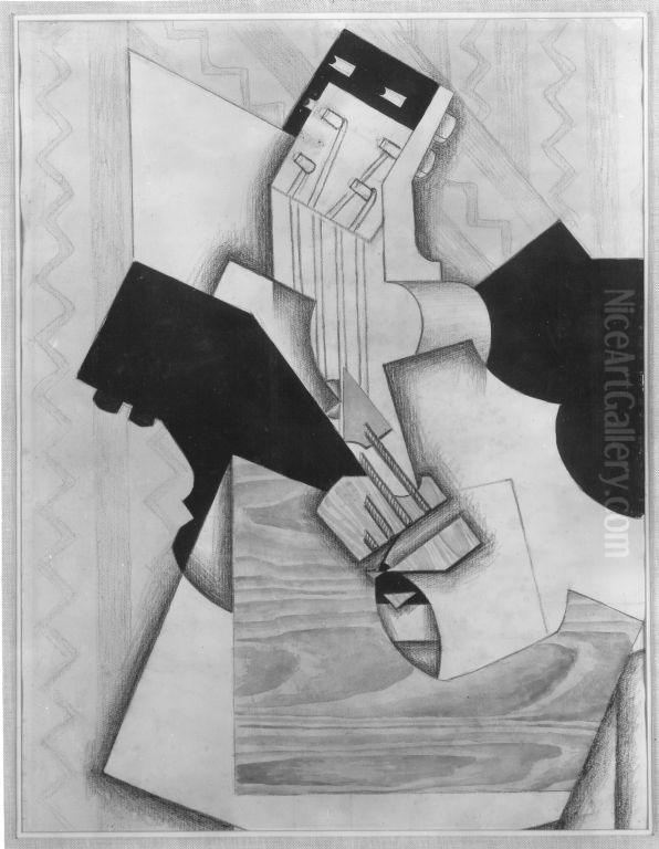 Gitarre auf einem Tisch Oil Painting by Juan Gris