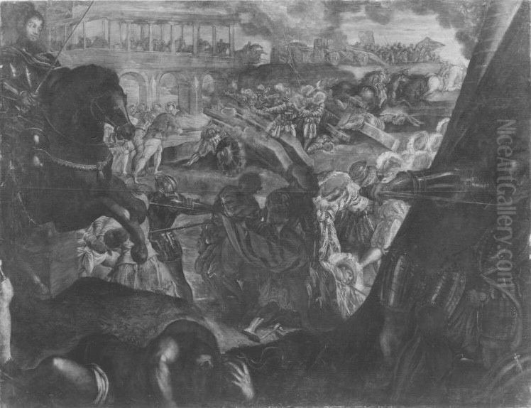 Gonzaga-Zyklus, II. Reihe, 3. Einnahme von Pavia Oil Painting by Jacopo Tintoretto
